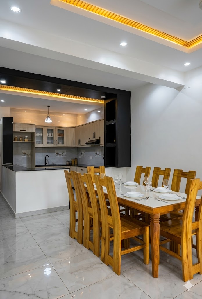 Contemporary Wood Dining Setup