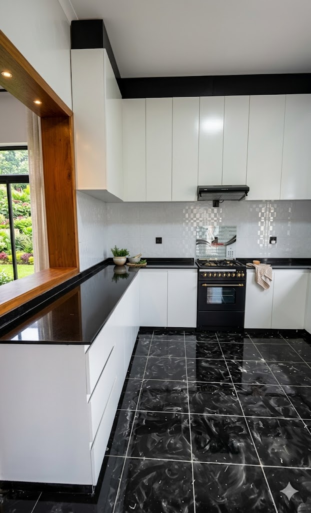 Black and White Contrast Modern Kitchen
