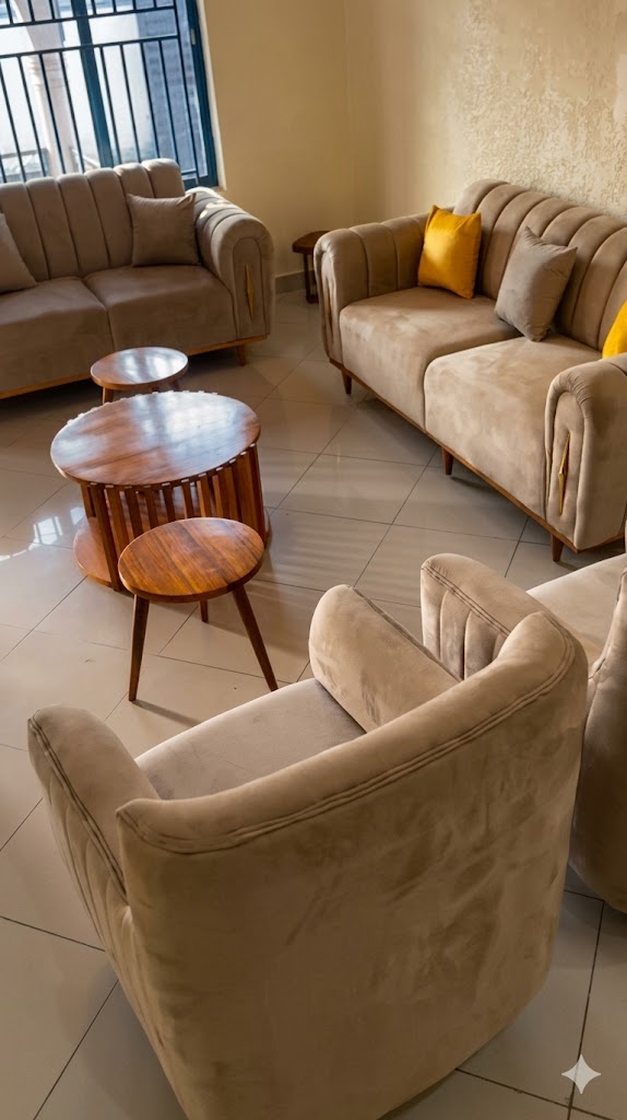 Tan Fabric Modular Sofa Set