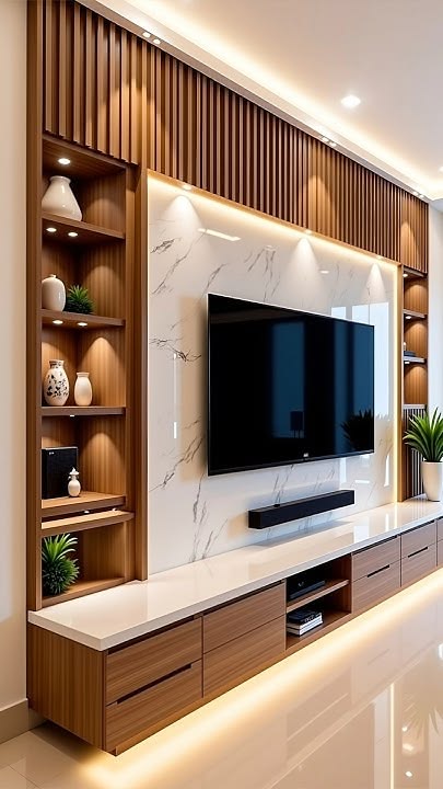 Illuminated Wood TV Stand Installation
