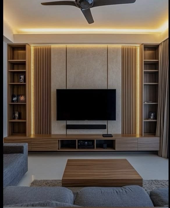 Symmetrical Media Wall Unit