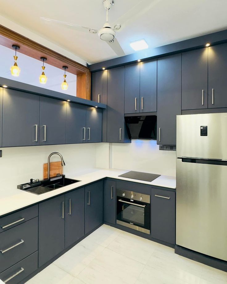 Dark Matte Grey Fitted Kitchen
