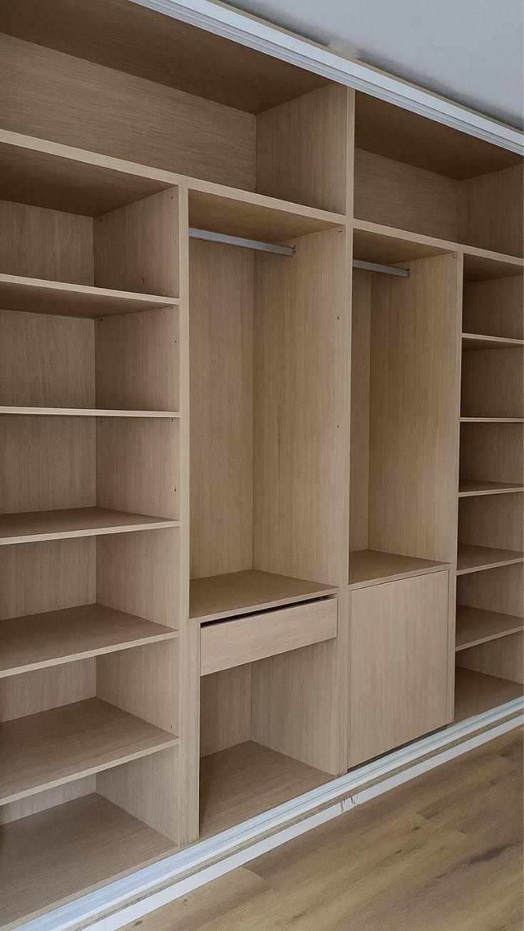 Open Light Wood Walk-in Wardrobe