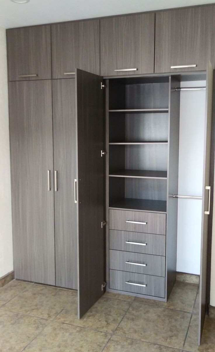 Closed Dark Wood Fitted Wardrobe