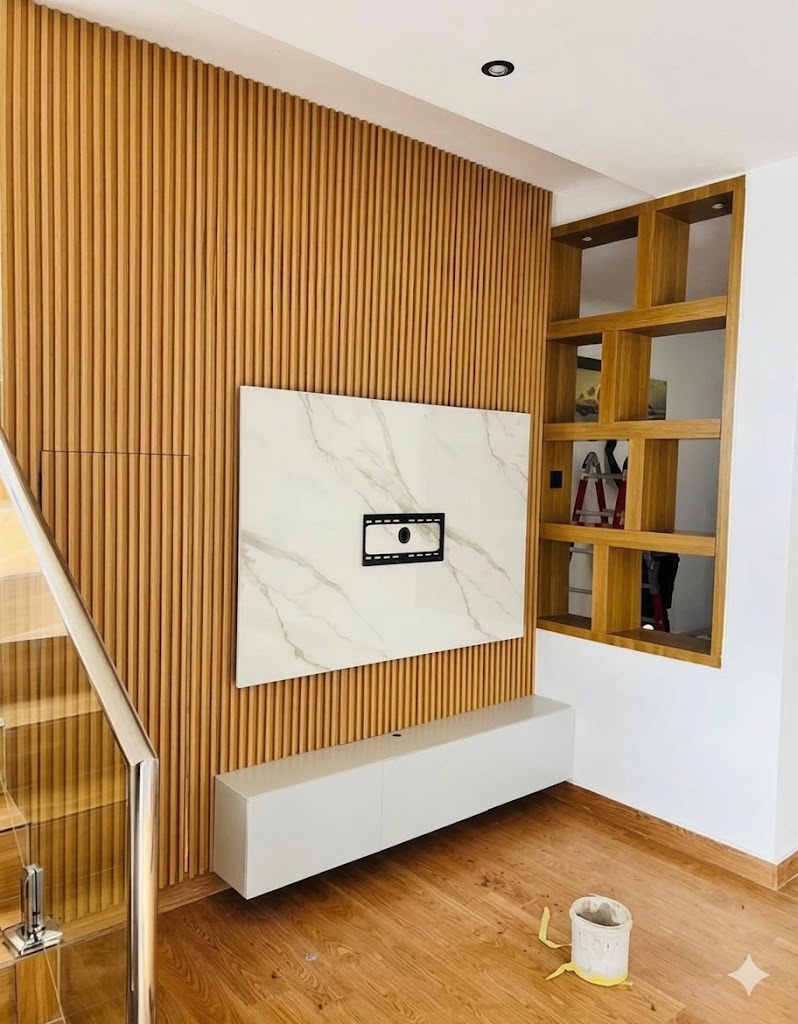 Slatted TV Panel Design