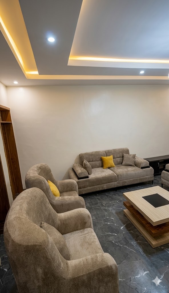 Beige Fabric Minimalist Sofa