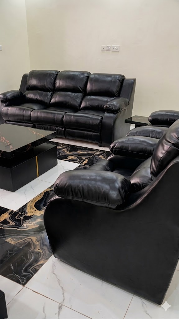 Midnight Black Leather Sofa